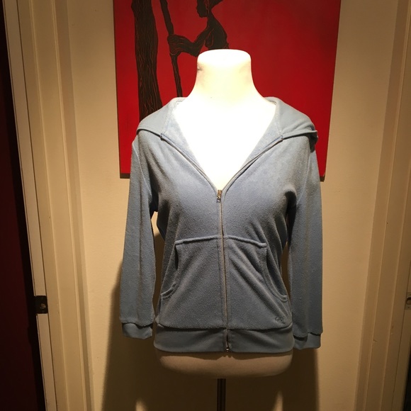 Guess Light Blue Terrycloth Hoodie Size: Medium - Picture 1 of 2